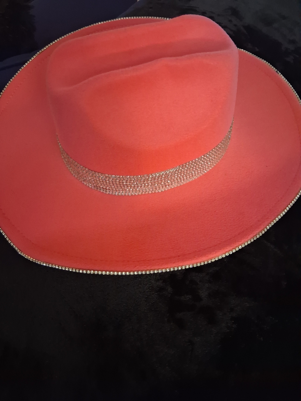 Women's Coral Wide-Brim Hat with Rhinestone Band